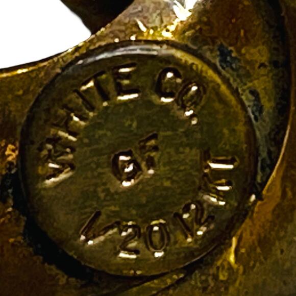 Vintage White Co Signed Gold Filled Brooch 1.75 Inch Bow Swirl Aqua - Picture 7 of 7